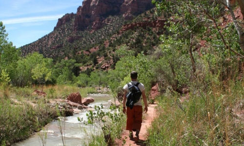 Hiking Trail to Kolob Arch in Zion National Park