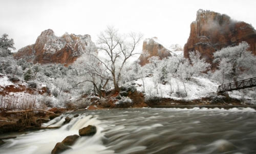 Winter Snow Zion National Park Utah