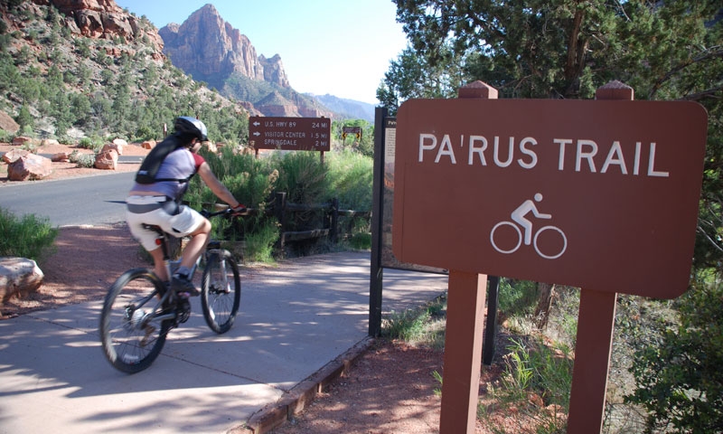 Biking the Parus Trail in Zion National Park