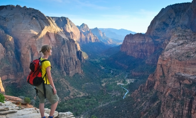 Zion National Park Utah Hiker Hiking Trail Angels Landing