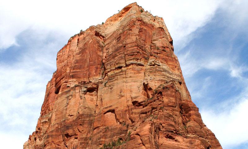 Looking up at Angels Landing in Zion National Park