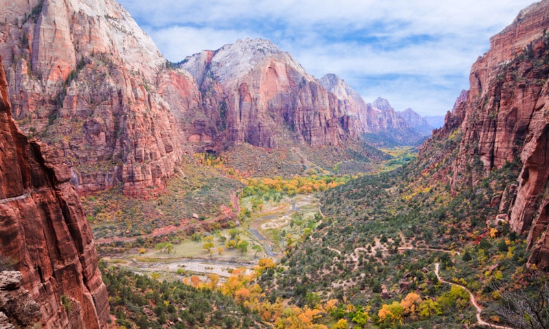 Hiking Trail in Zion Canyon in the Fall